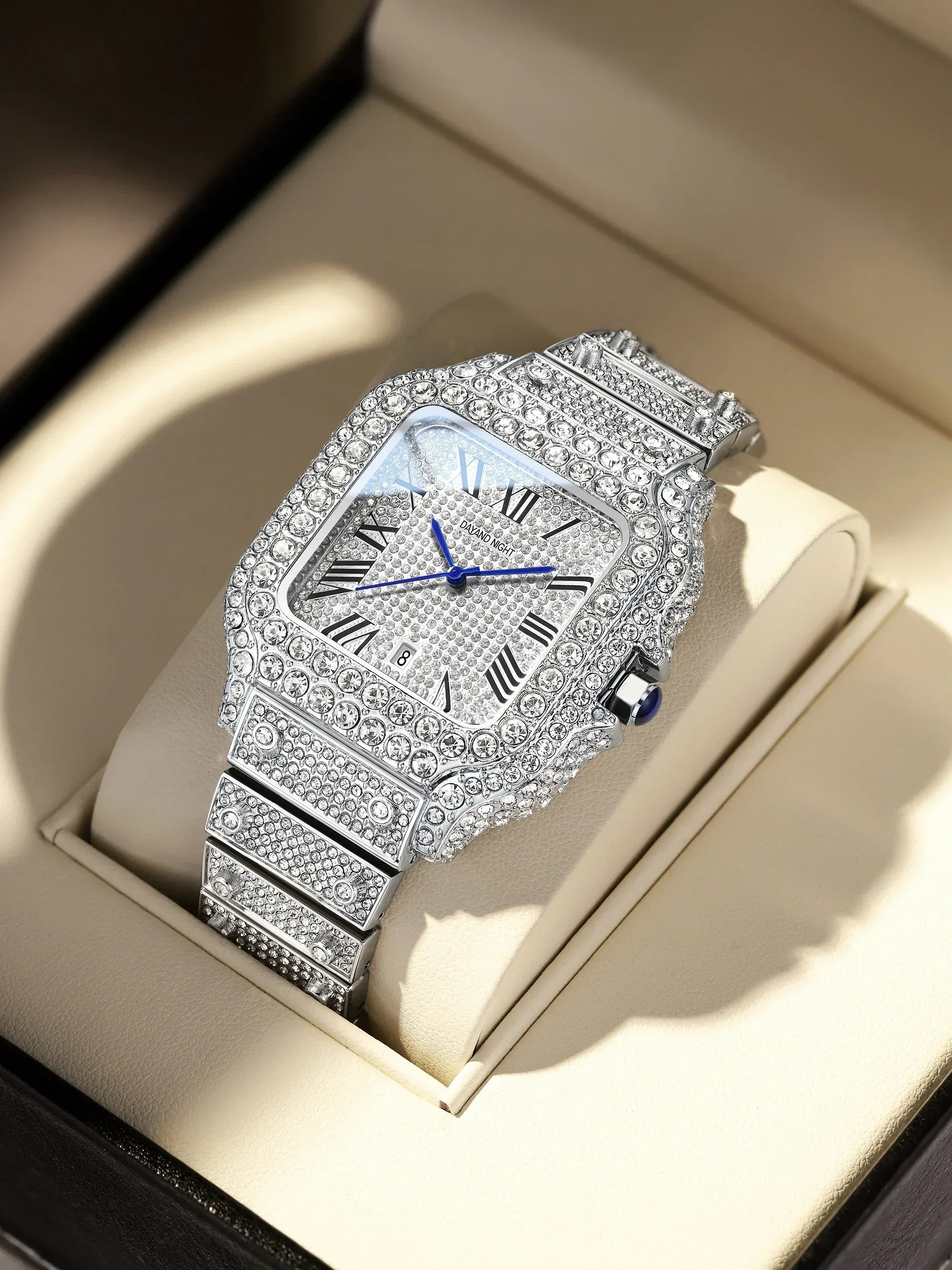 Luxury Full Moissanite Iced Out Watch | Men & Women’s Quartz Watch | Roman Numerals Party Clock | Passes Tester | Caratix - CaratixJewelry